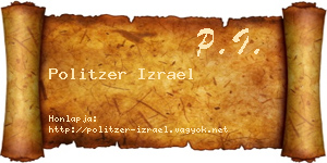 Politzer Izrael névjegykártya